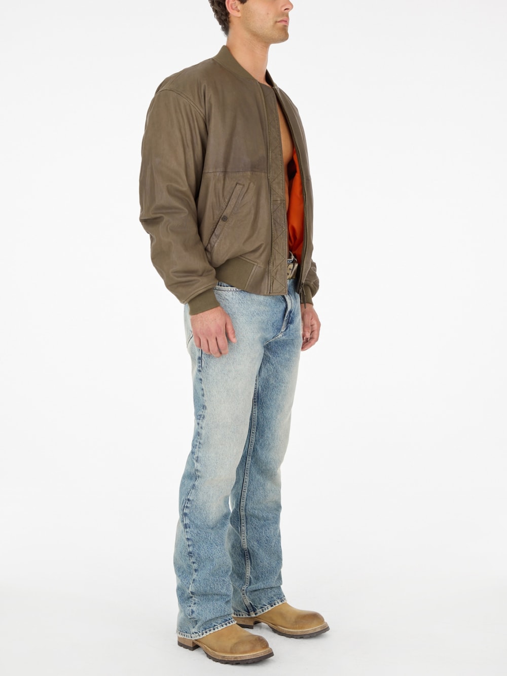cropped leather flight jacket - Guess
