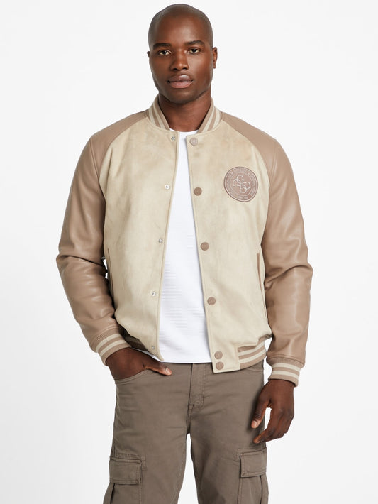 Eco Faux-Suede and Leather Varsity Jacket - Guess