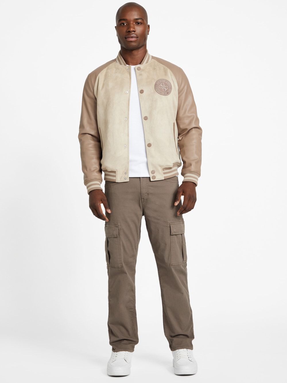 Eco Faux-Suede and Leather Varsity Jacket - Guess