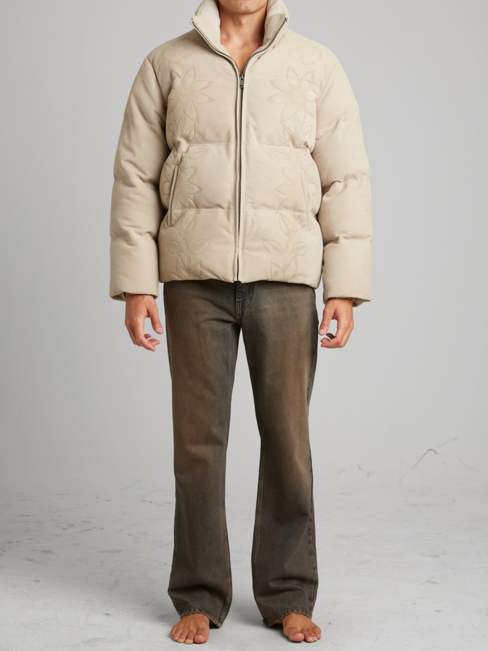 Suede Puffer Jacket - Guess