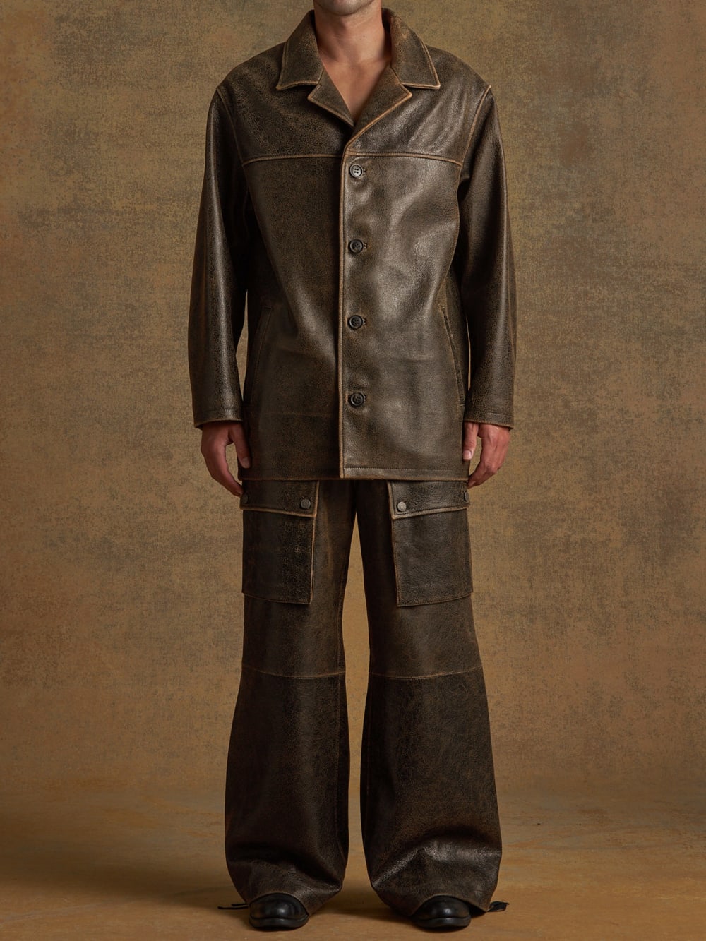 crackle leather coat - Guess