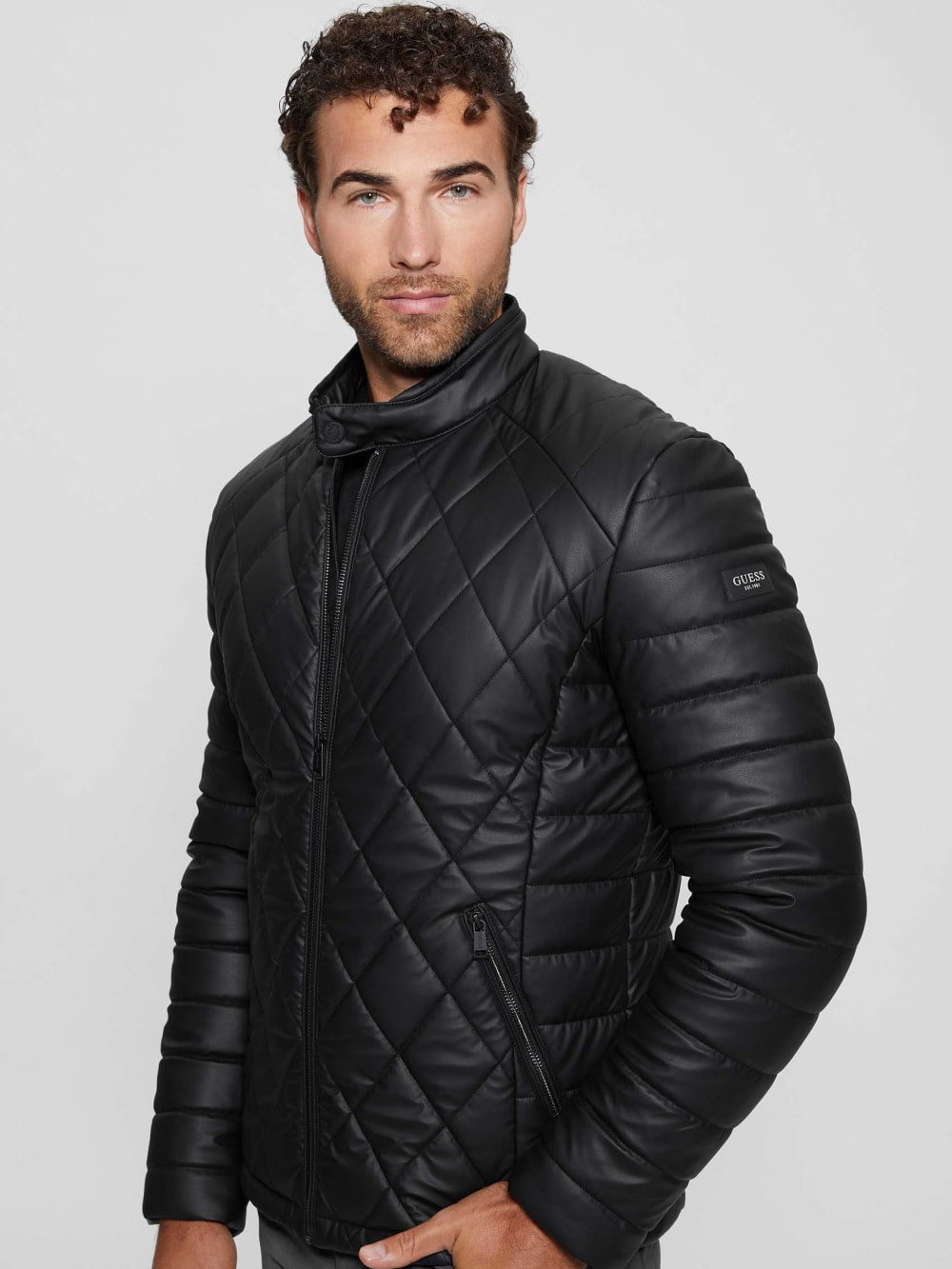 Diamond Quilted Faux-Leather Jacket - Guess