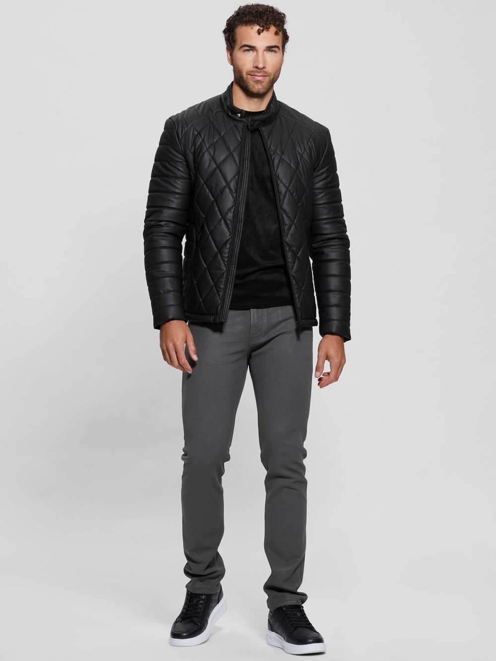 Diamond Quilted Faux-Leather Jacket - Guess