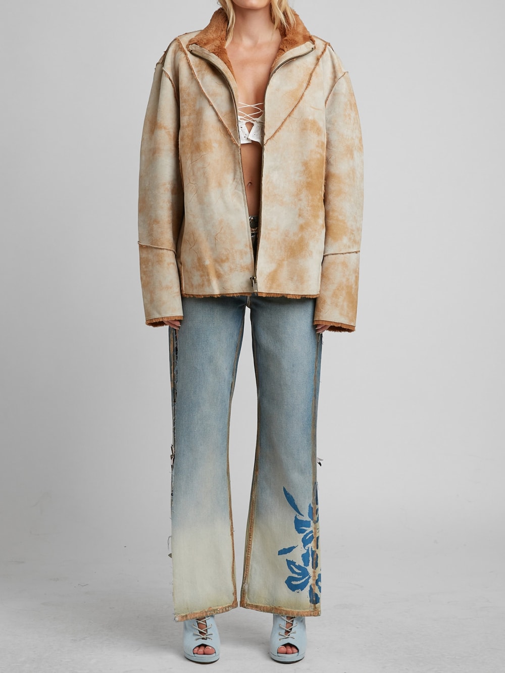 Leather Sherpa Jacket - Guess