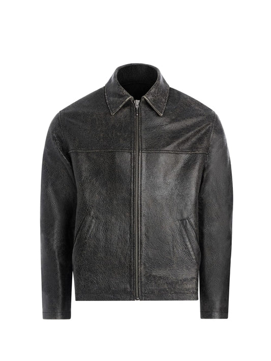 crackle leather jacket - Guess