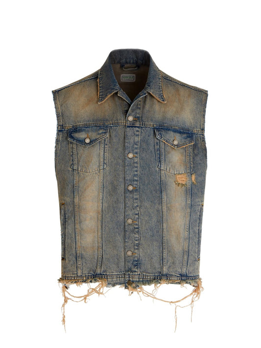 washed denim trucker vest - Guess