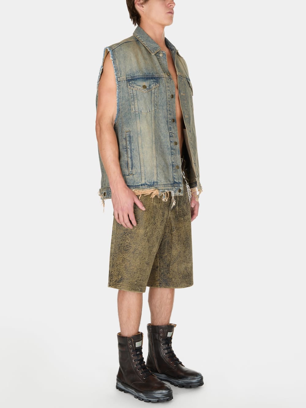 washed denim trucker vest - Guess