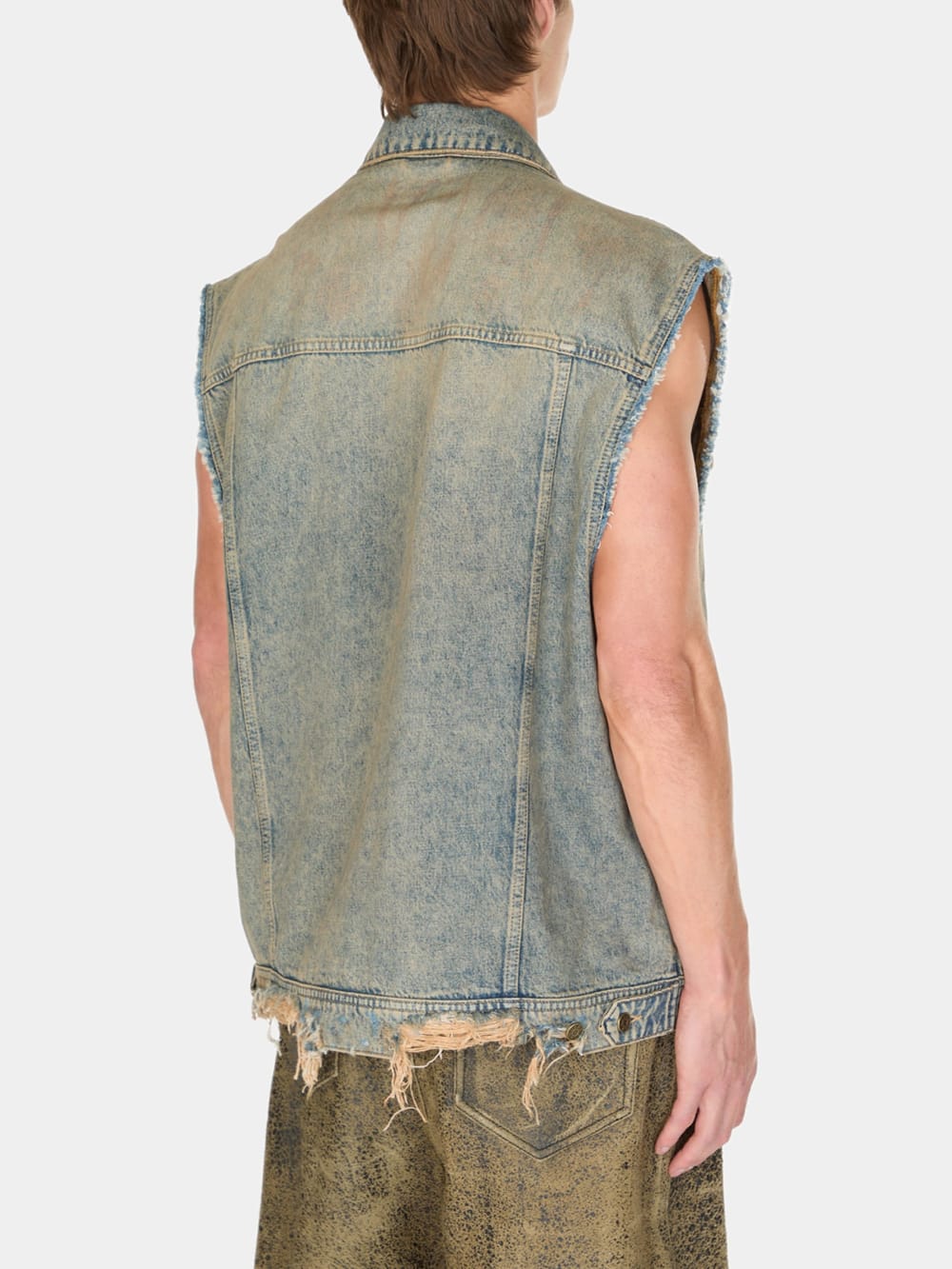 washed denim trucker vest - Guess