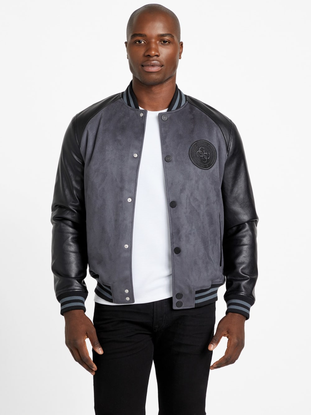 Eco Faux-Suede and Leather Varsity Jacket - Guess