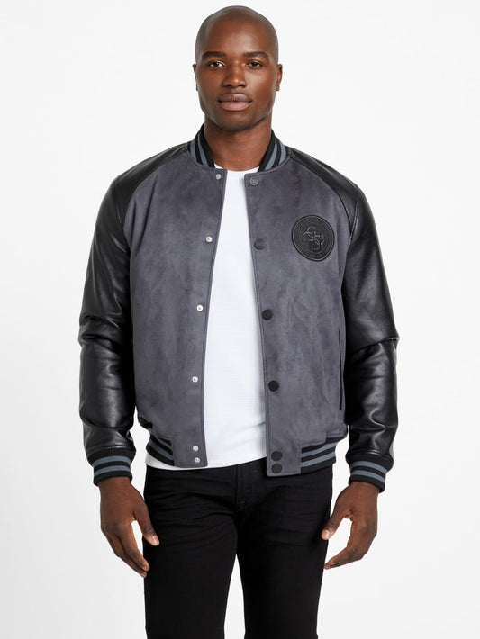Eco Faux-Suede and Leather Varsity Jacket - Guess