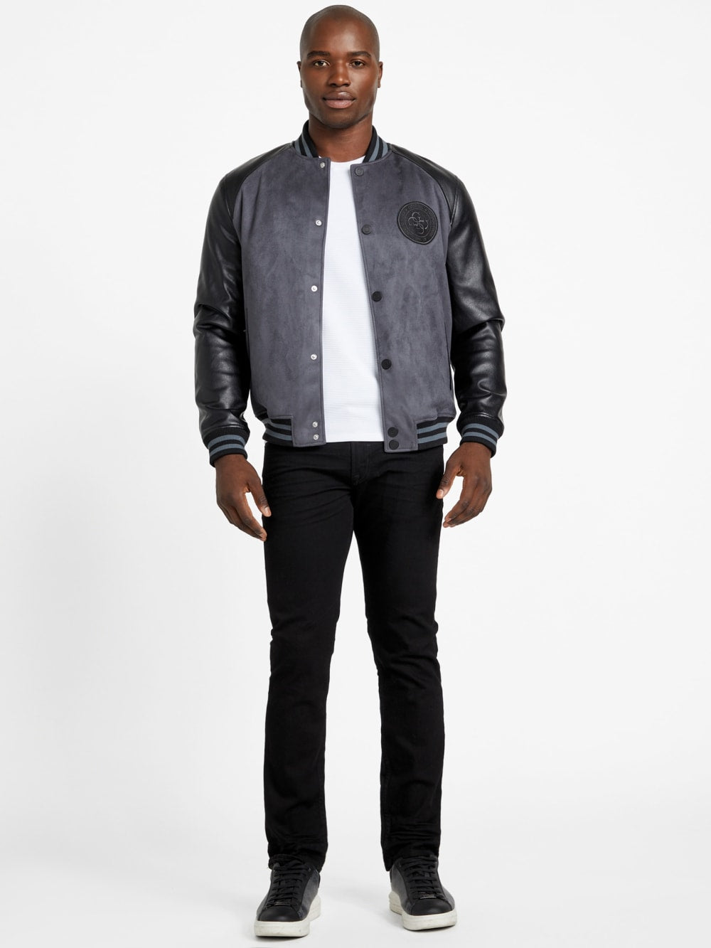 Eco Faux-Suede and Leather Varsity Jacket - Guess