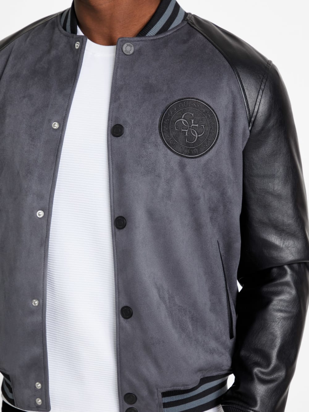 Eco Faux-Suede and Leather Varsity Jacket - Guess