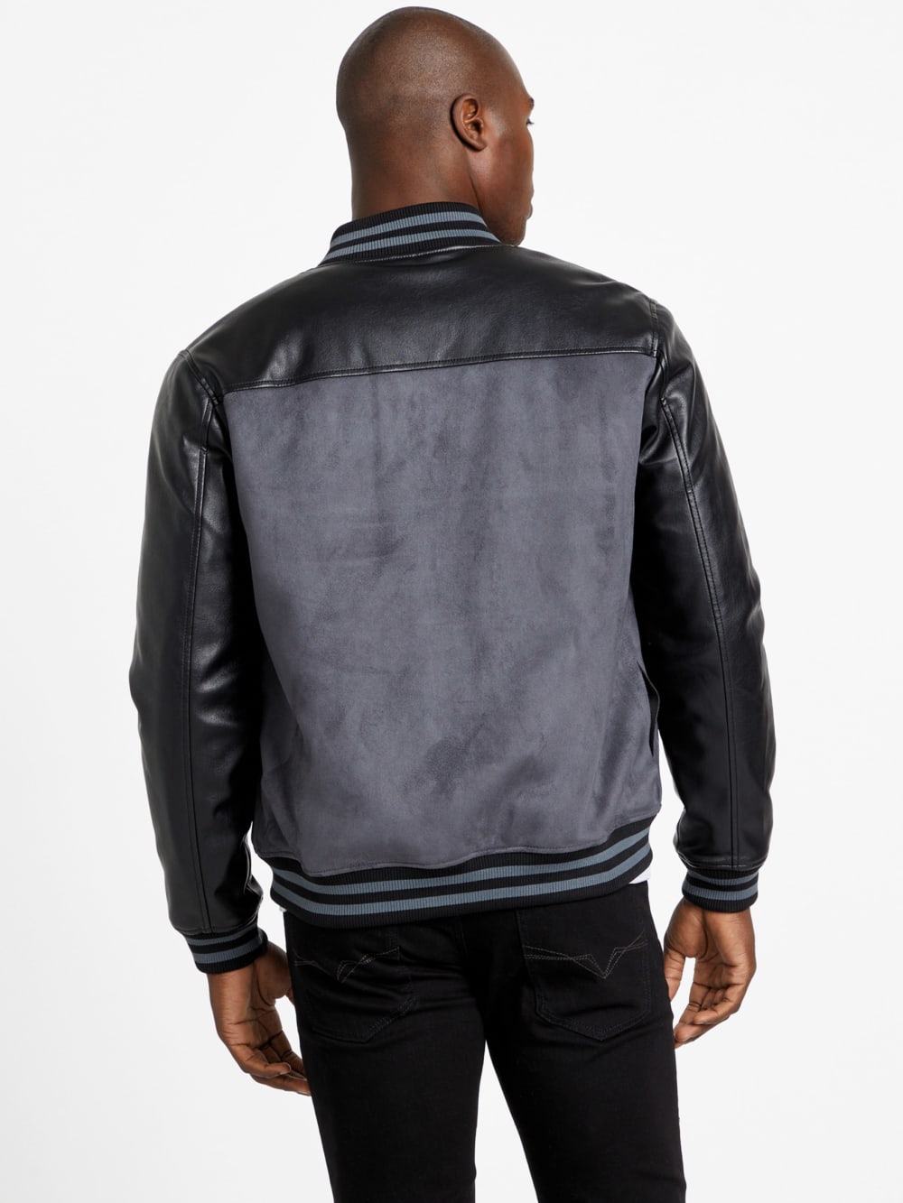 Eco Faux-Suede and Leather Varsity Jacket - Guess