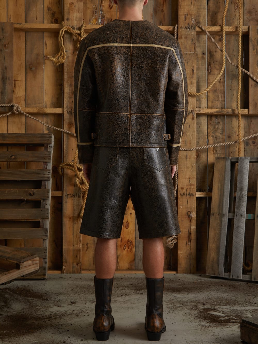 crackle leather jacket - Guess