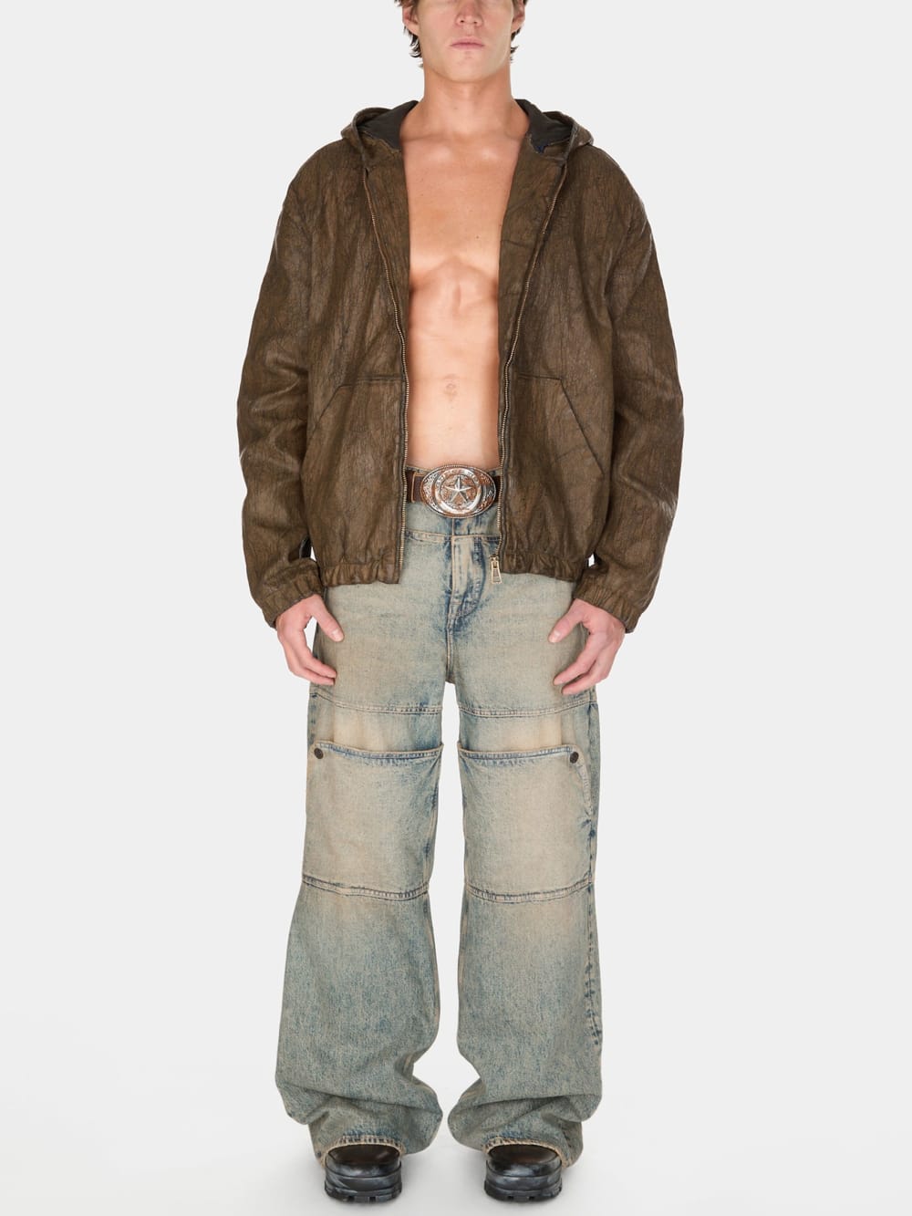 coated denim hooded jacket - Guess