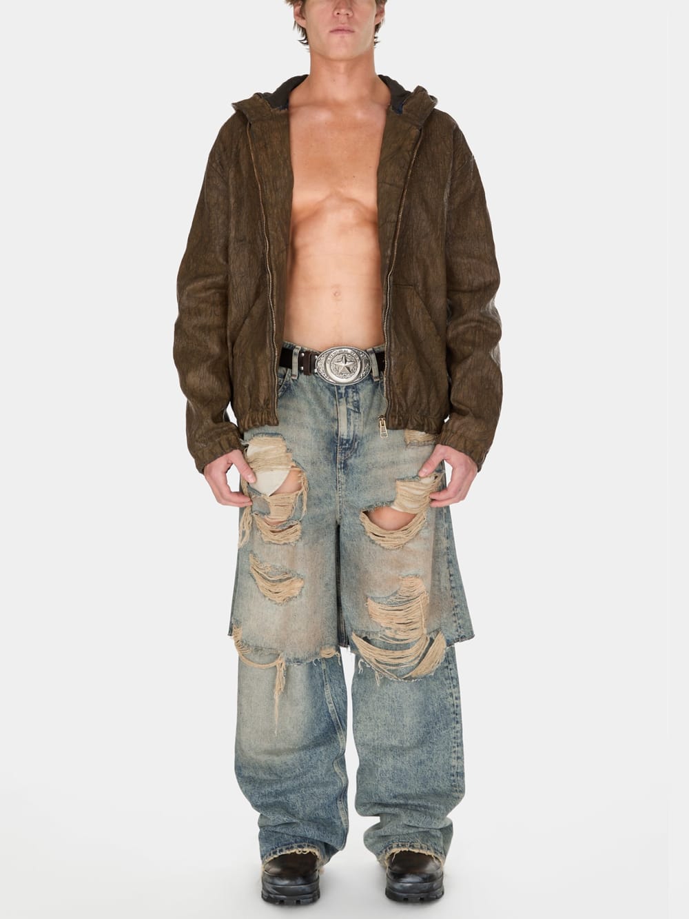 coated denim hooded jacket - Guess