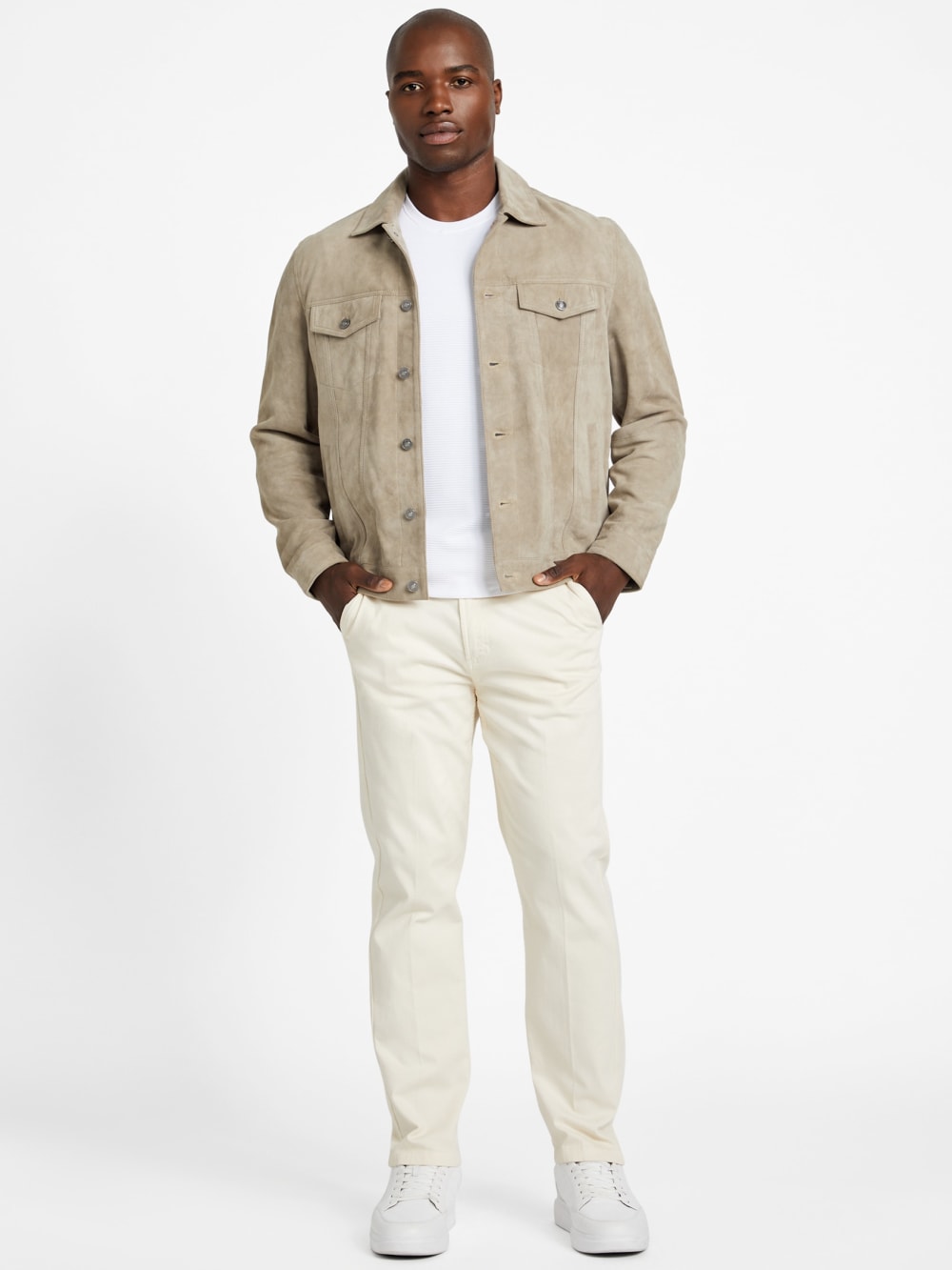 Suede Goat Leather Trucker Jacket - Guess