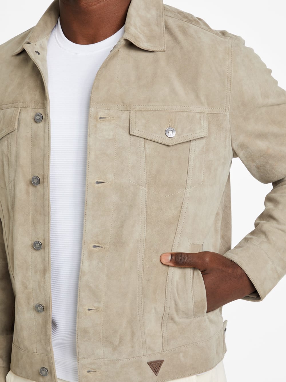 Suede Goat Leather Trucker Jacket - Guess