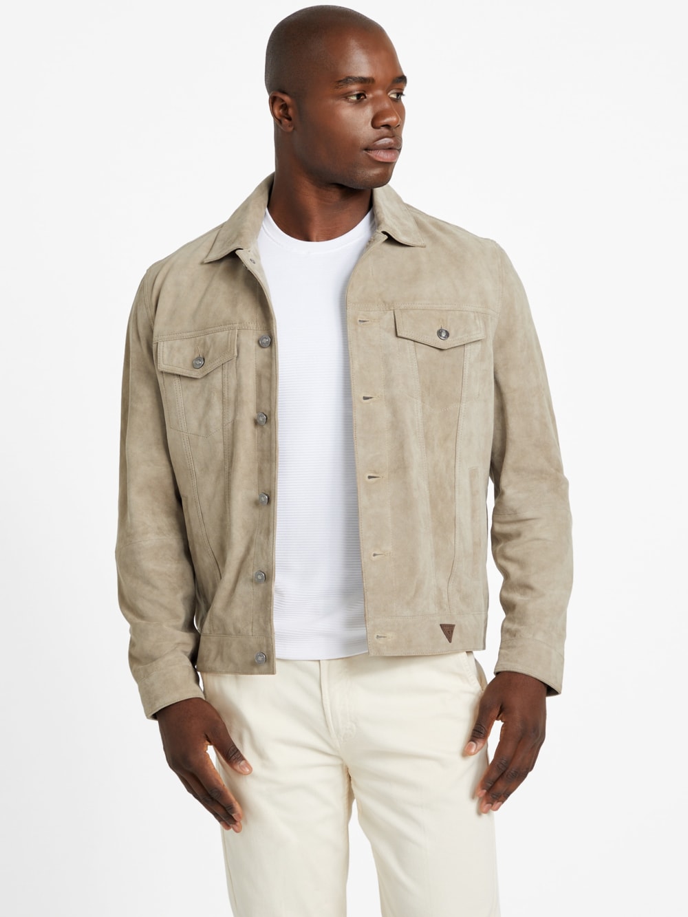 Suede Goat Leather Trucker Jacket - Guess