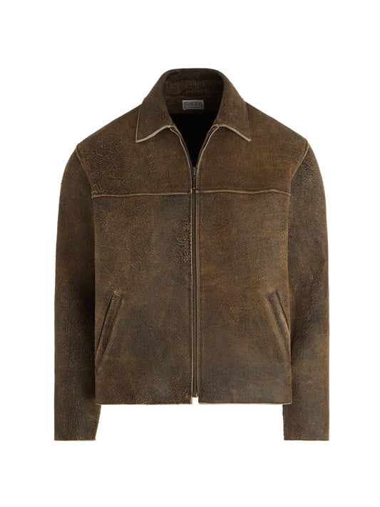 flaked leather jacket - Guess