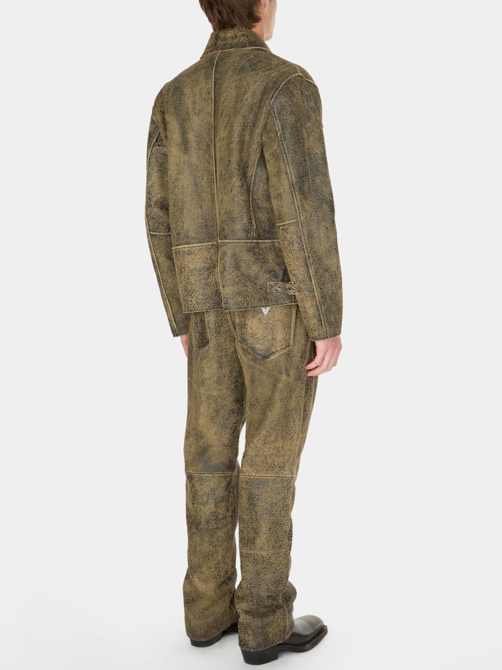 flaked leather jacket - Guess