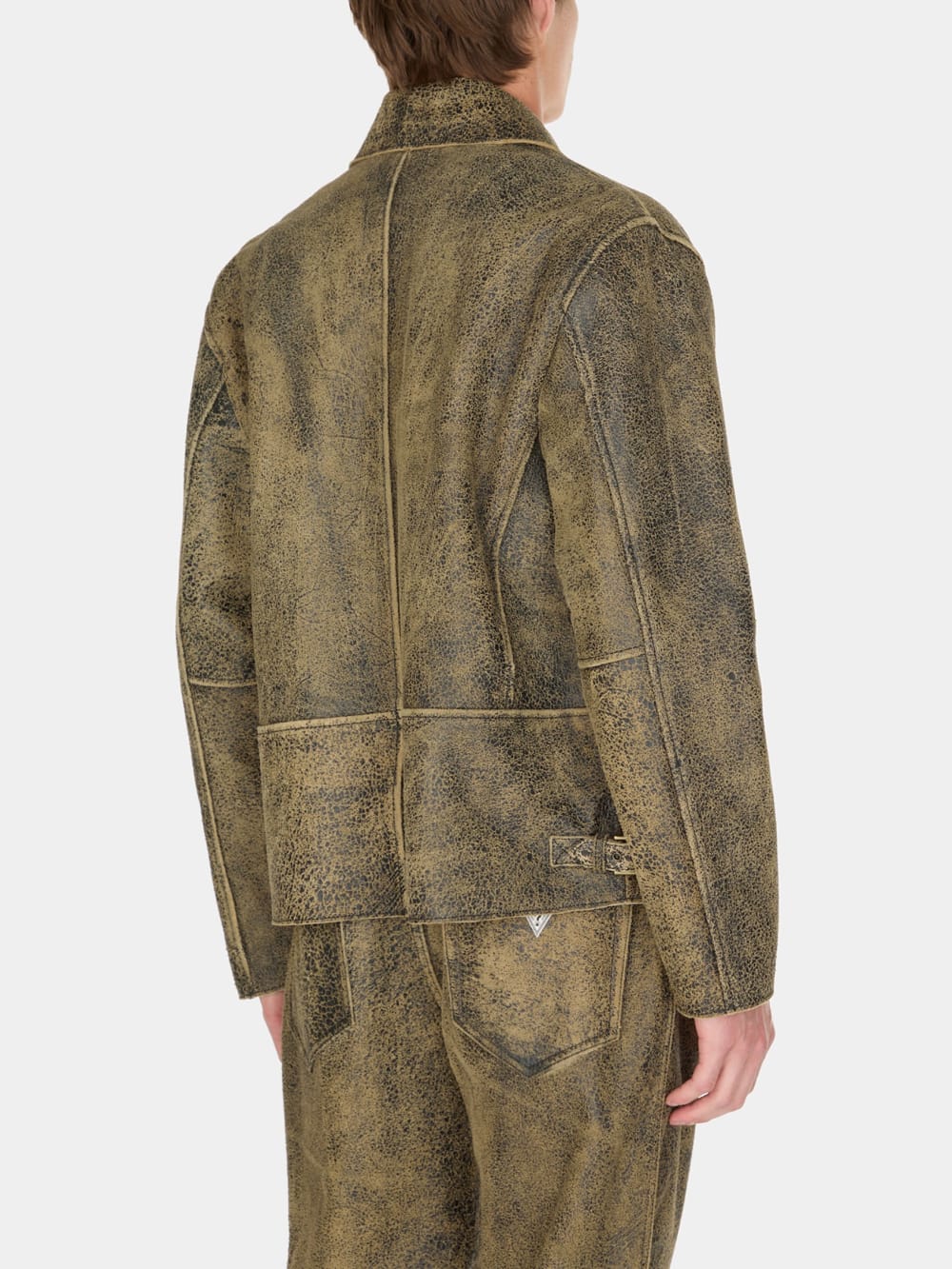 flaked leather jacket - Guess