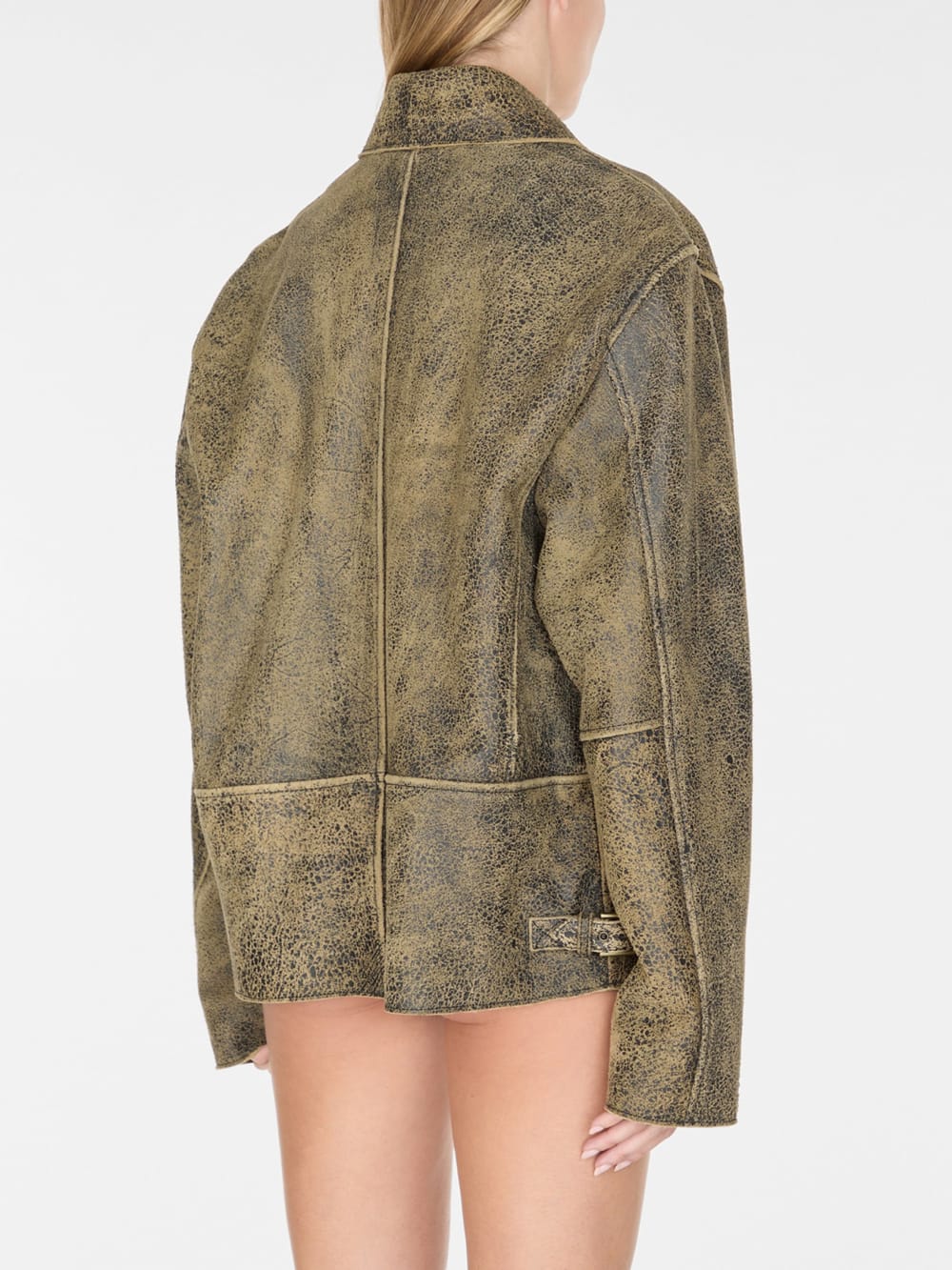flaked leather jacket - Guess