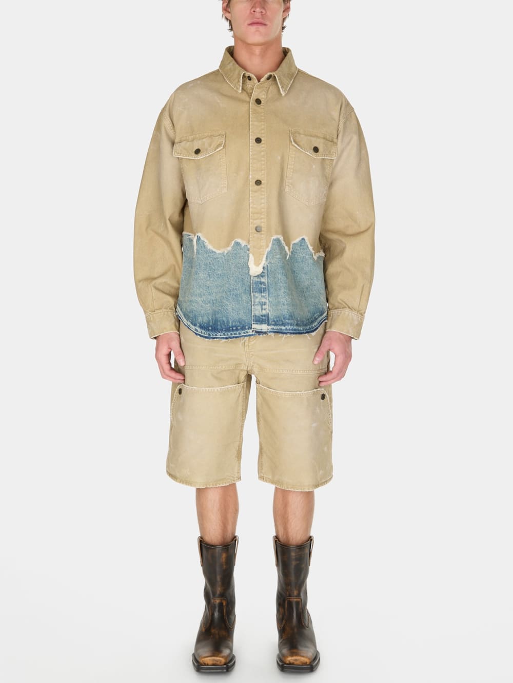distressed canvas shirt jacket - Guess
