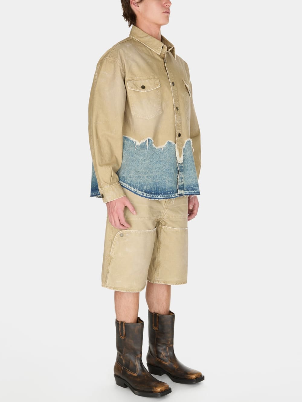 distressed canvas shirt jacket - Guess