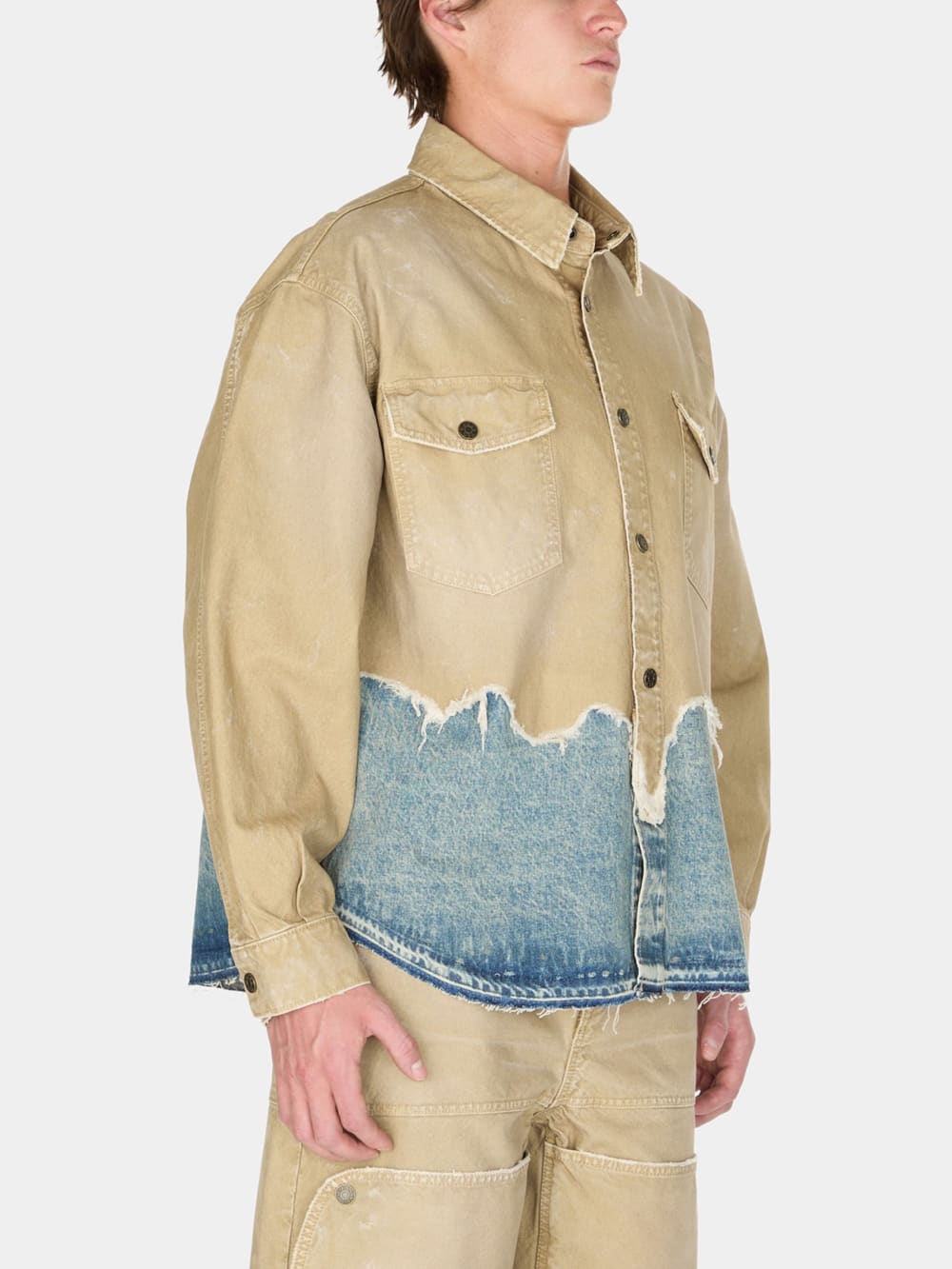 distressed canvas shirt jacket - Guess