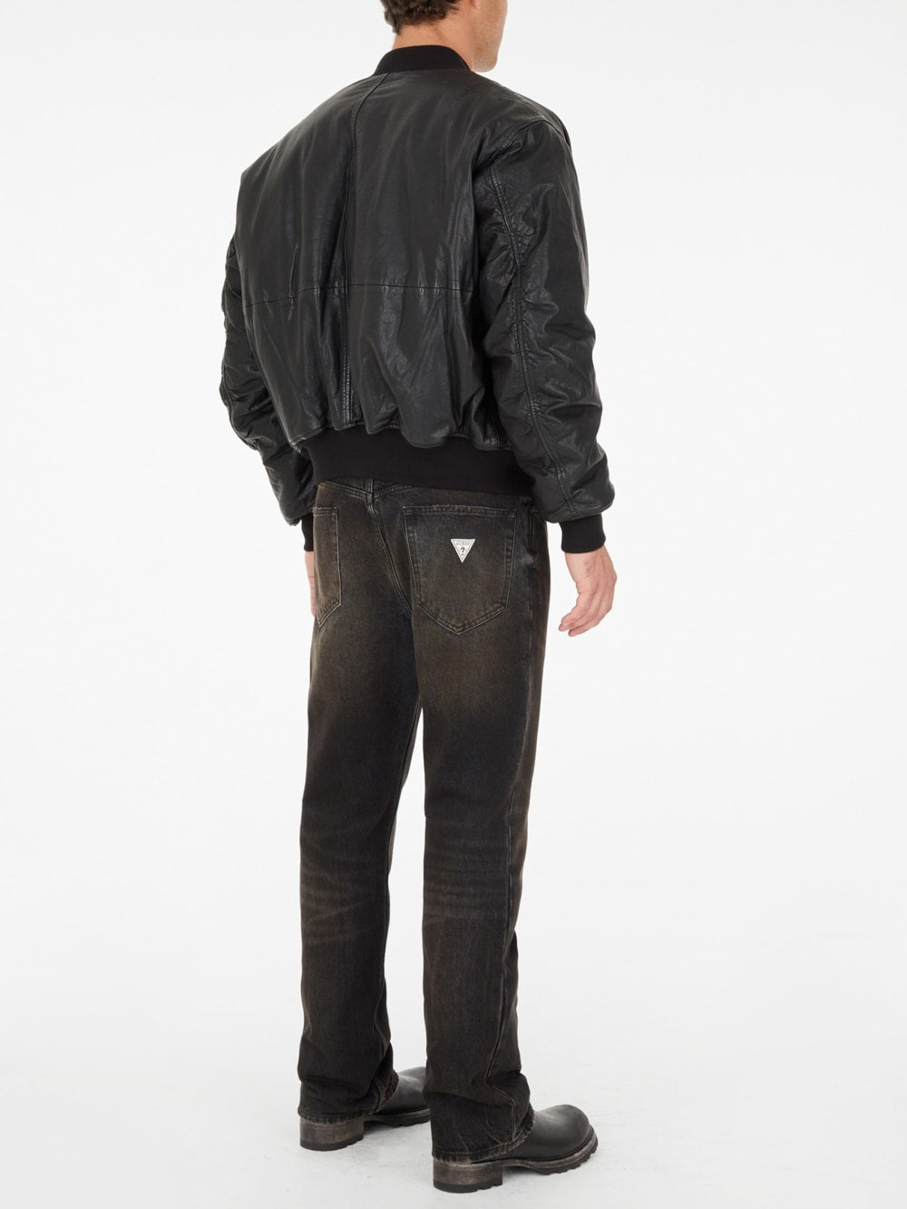 cropped leather flight jacket - Guess