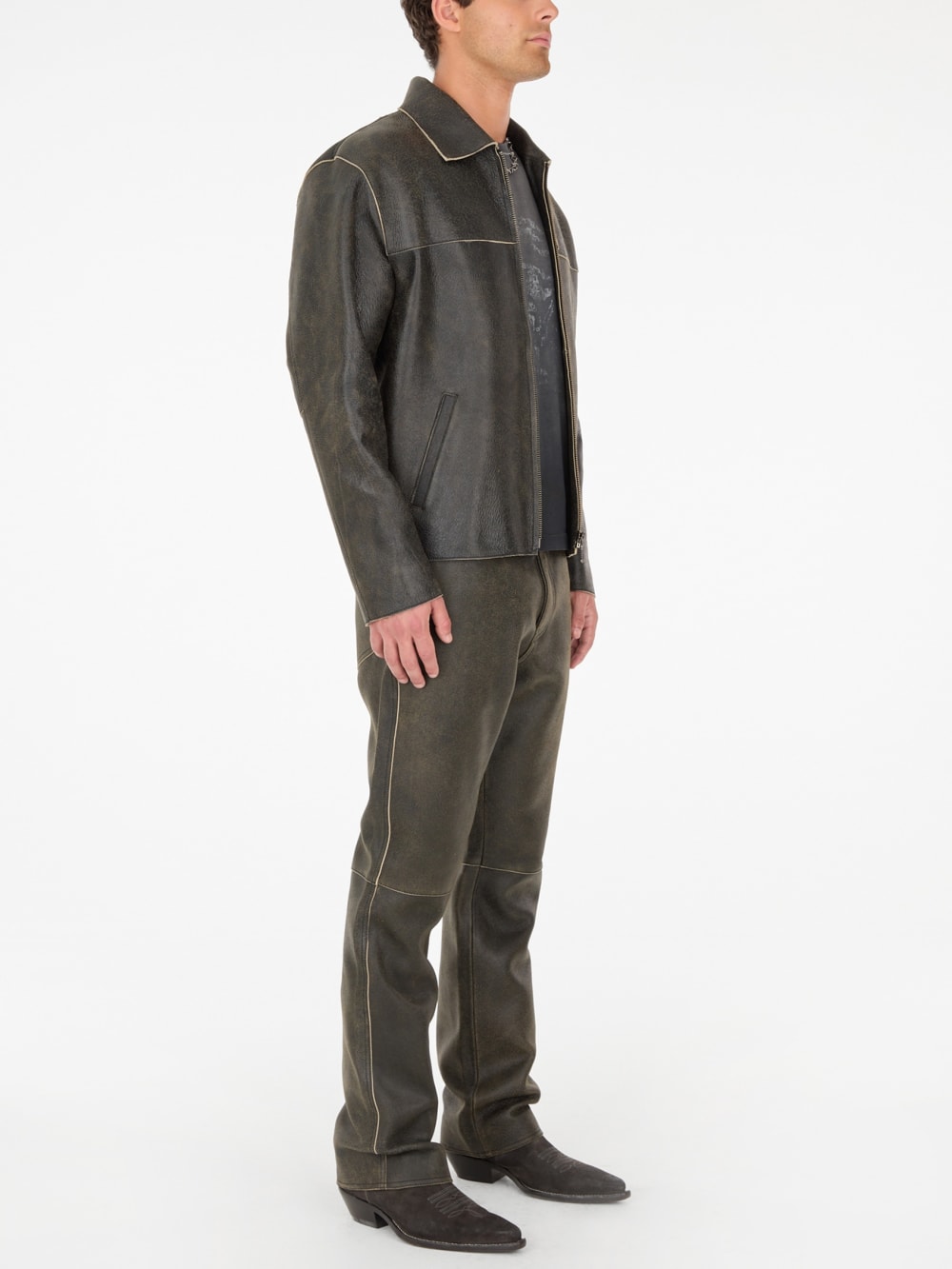 crackled leather jacket - Guess