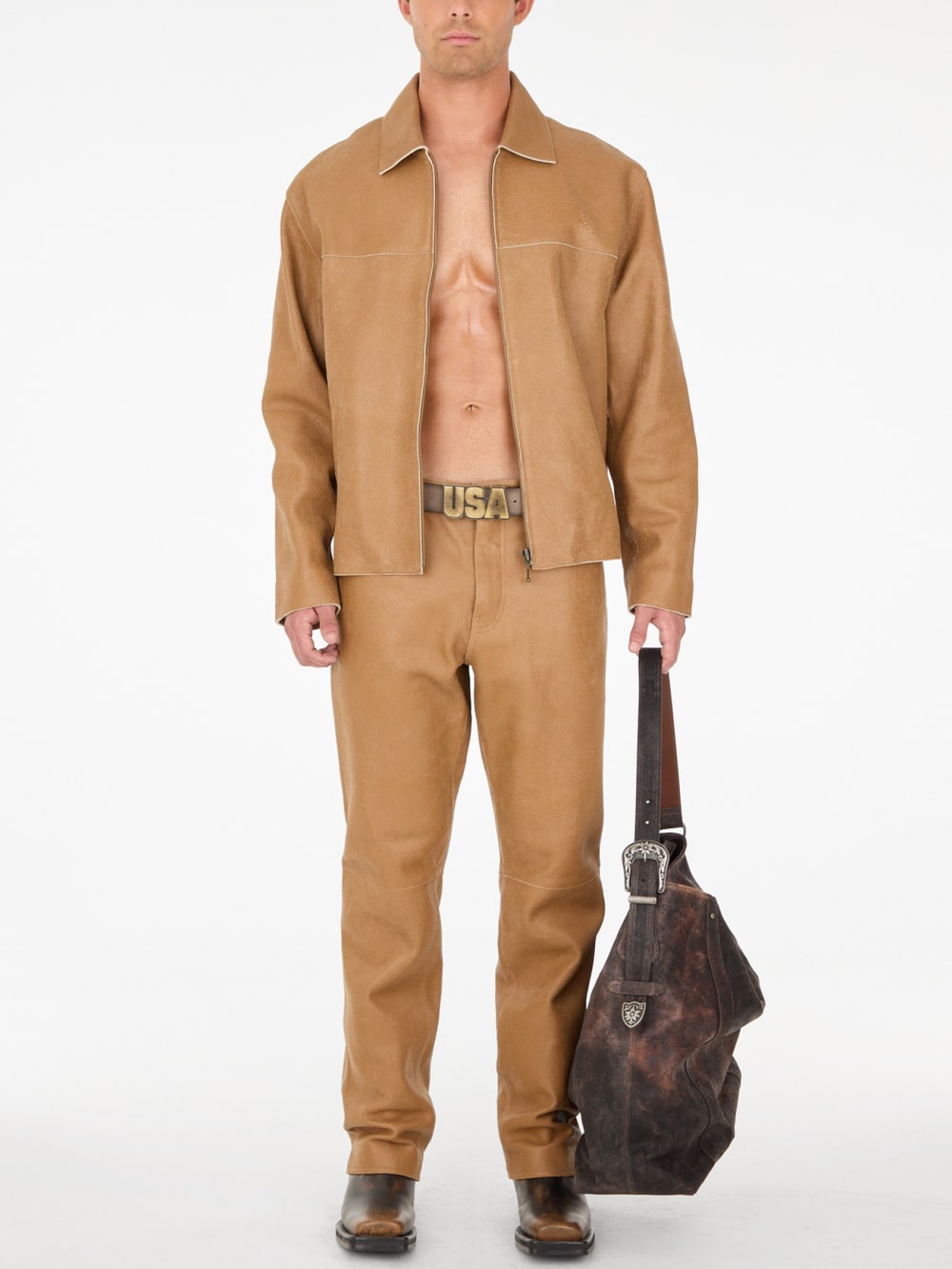 crackled leather jacket - Guess