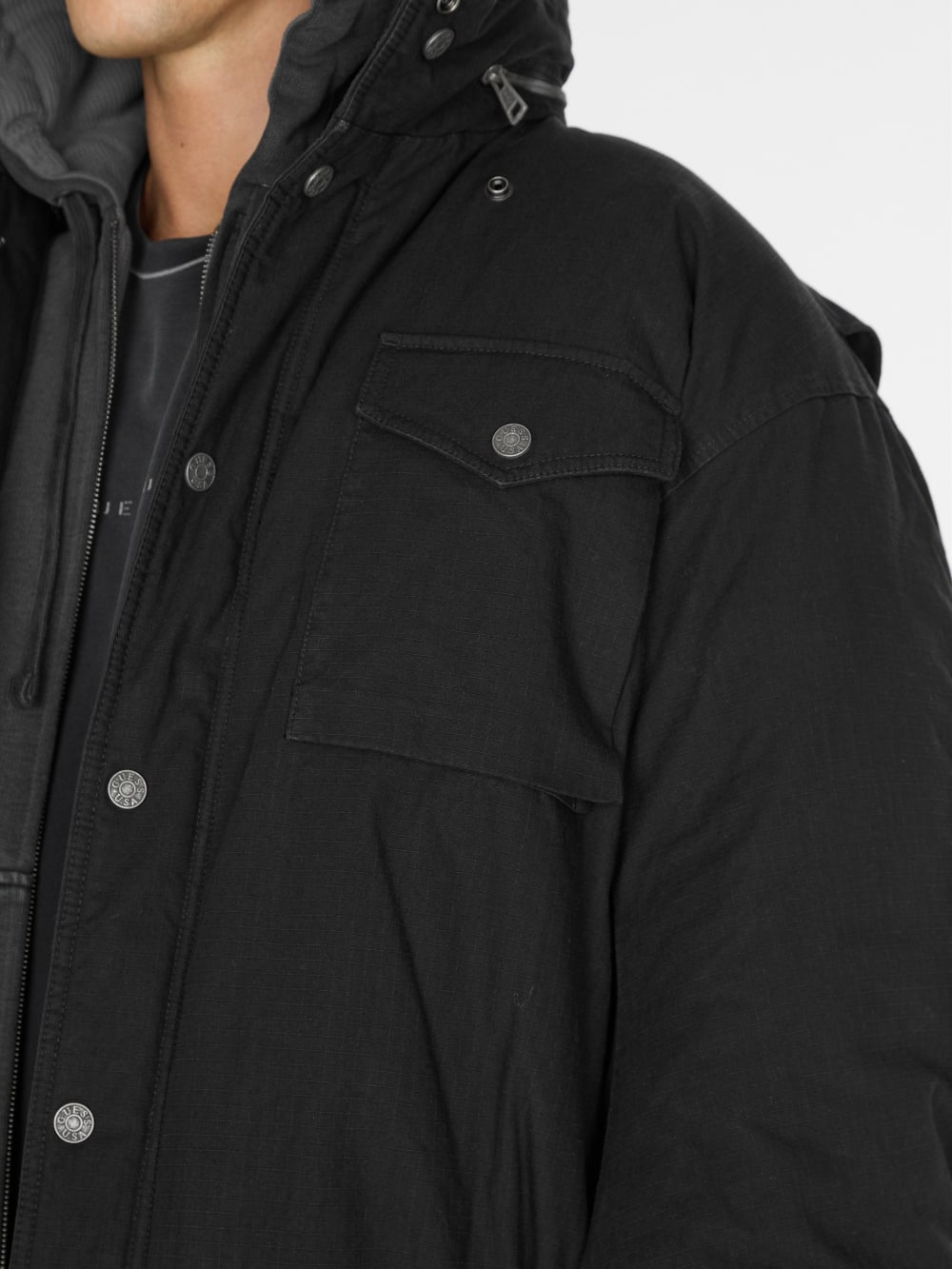 cotton ripstop parka jacket - Guess