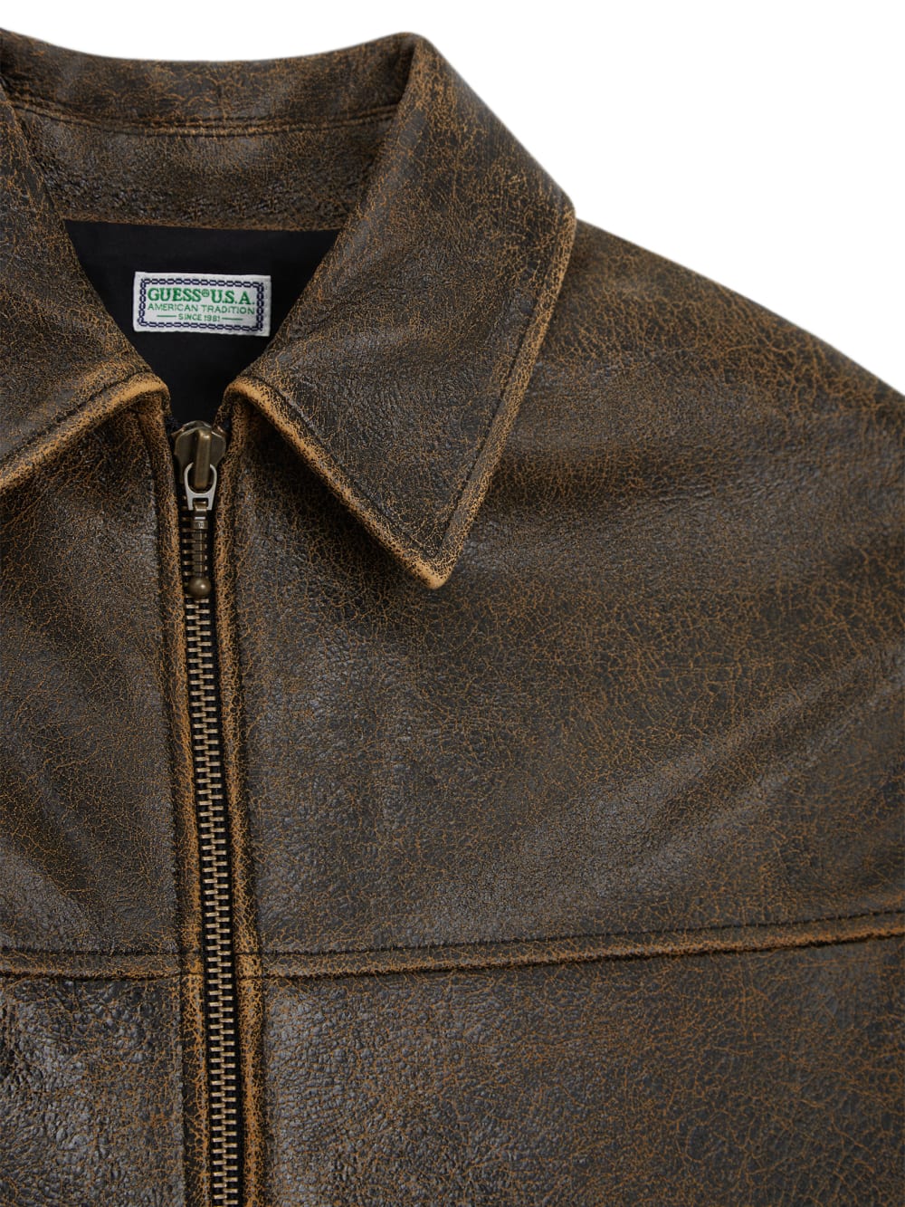 Cracked Leather Jacket - Guess