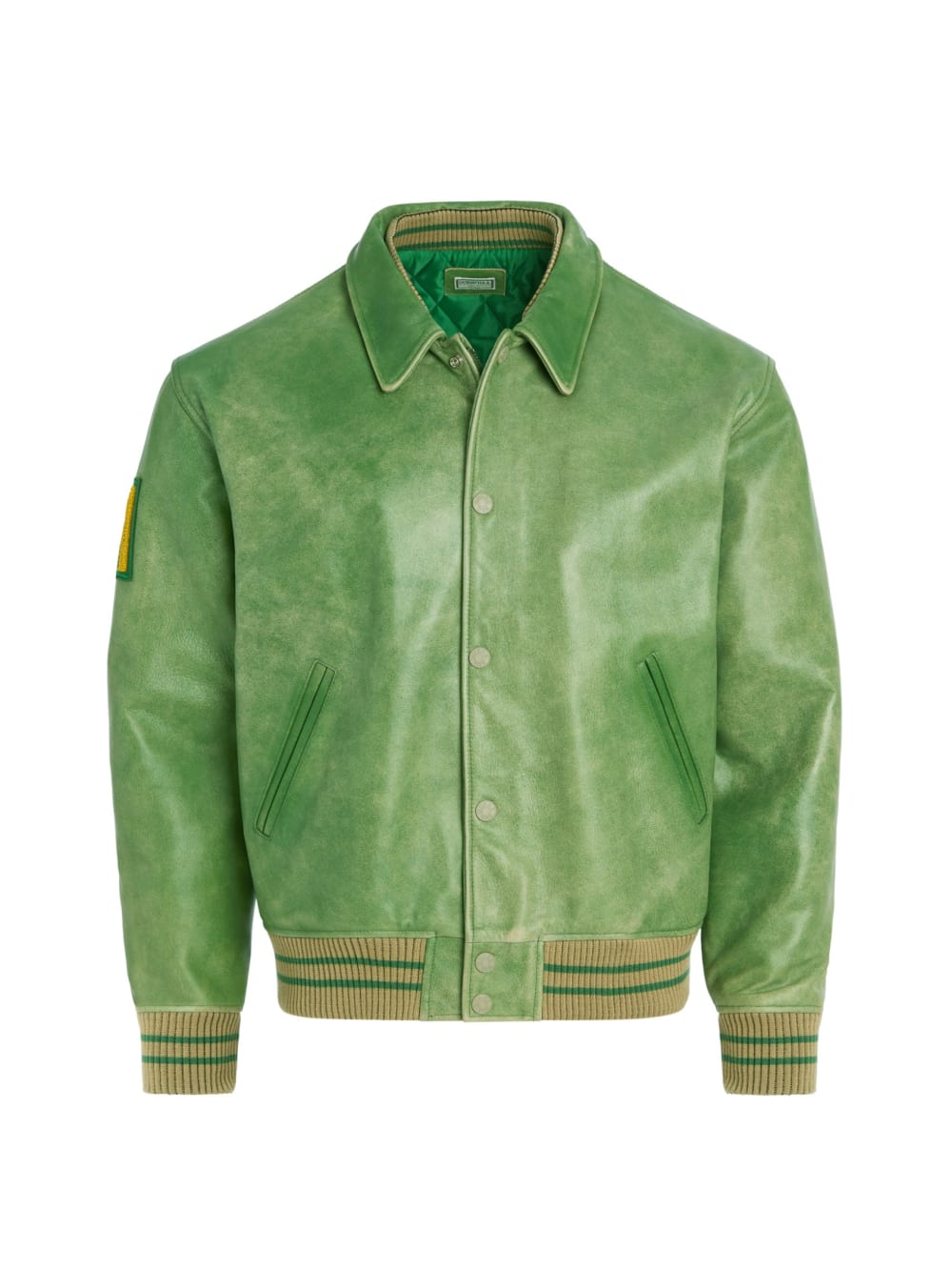Distressed Leather Letterman Jacket - Guess