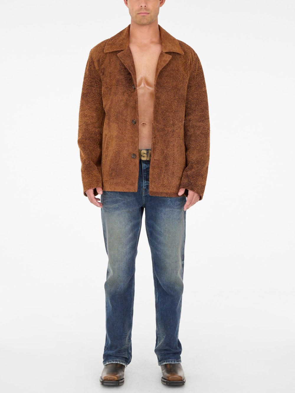 peeling leather coat - Guess