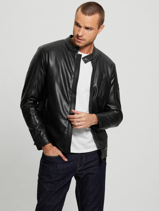 Faux-Leather Biker Jacket - Guess