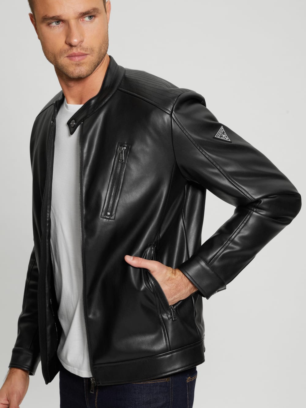 Faux-Leather Biker Jacket - Guess