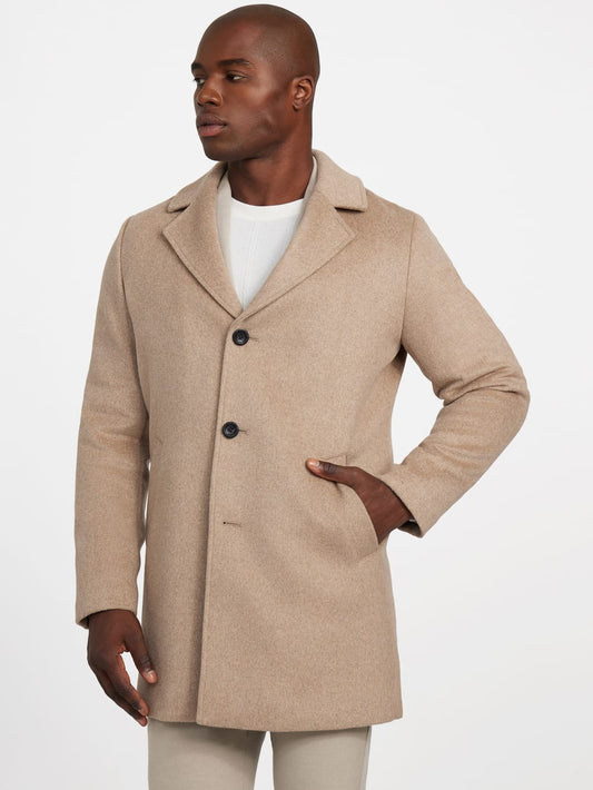 Eco Wool-Blend Fitted Coat - Guess