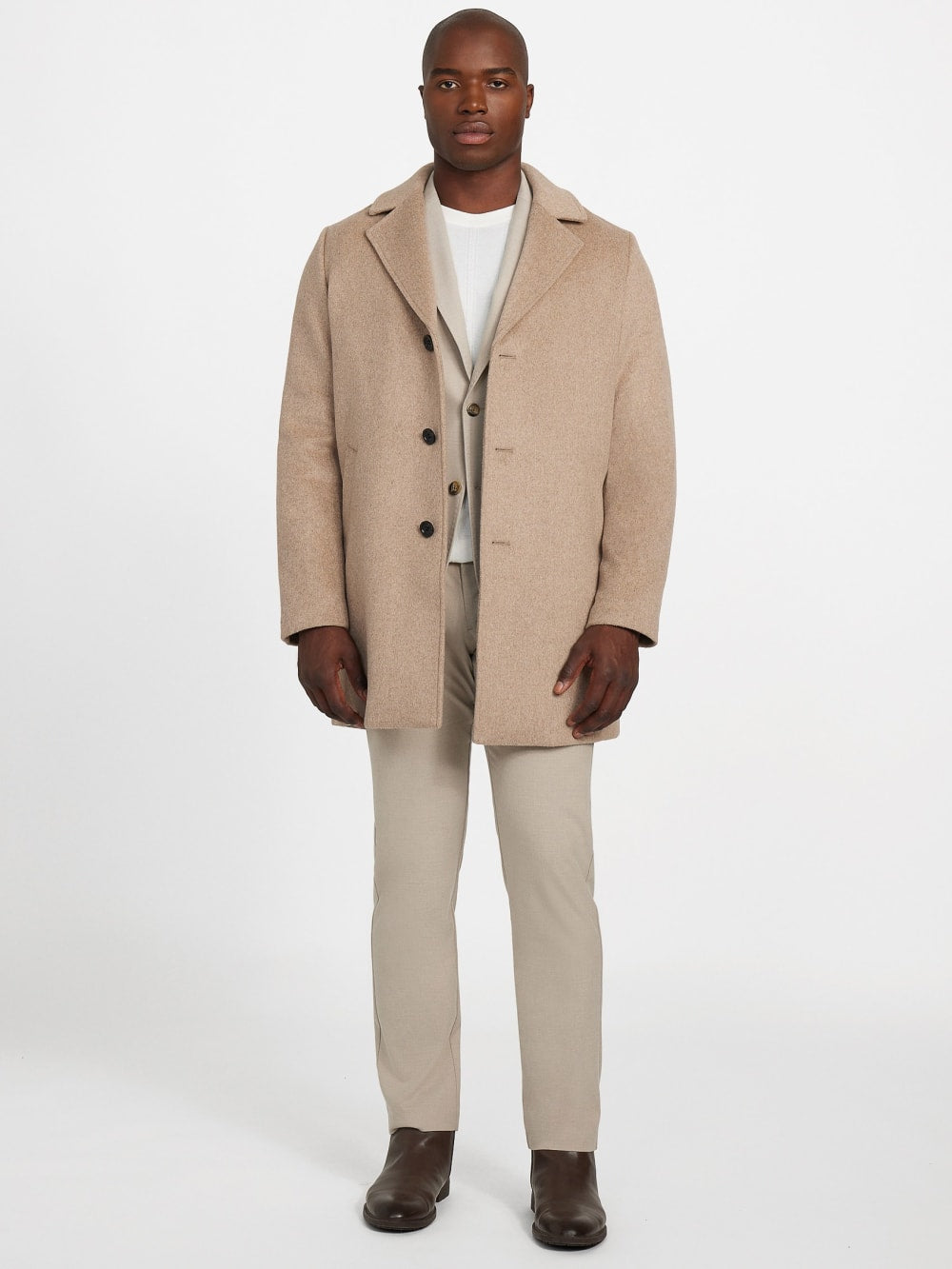 Eco Wool-Blend Fitted Coat - Guess