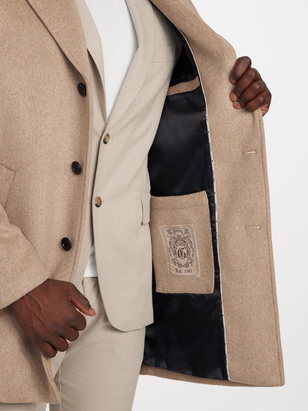 Eco Wool-Blend Fitted Coat - Guess