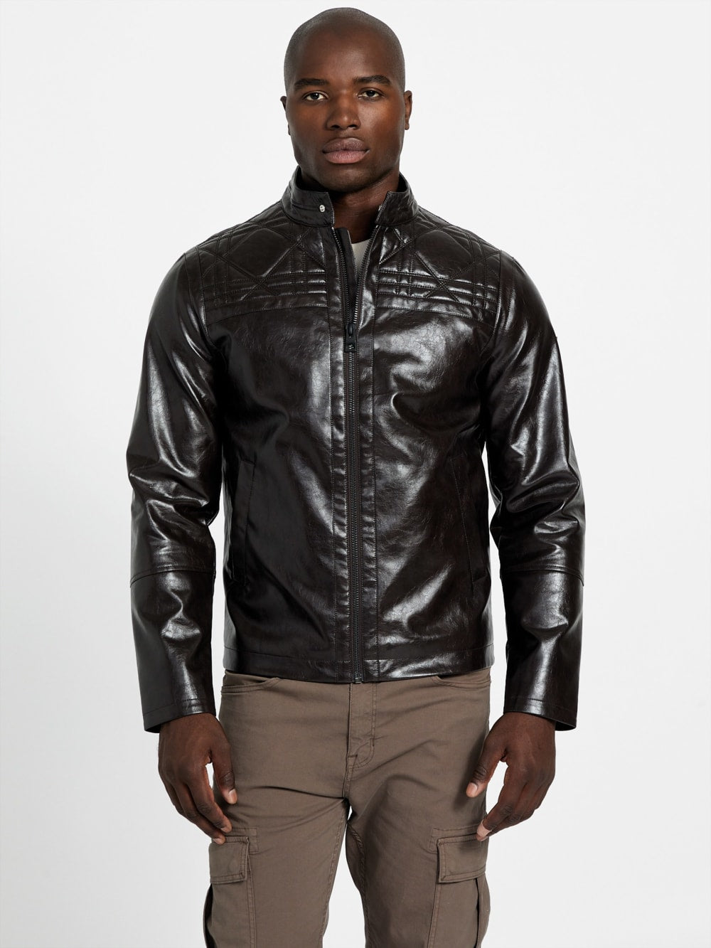 faux leather biker jacket - Guess