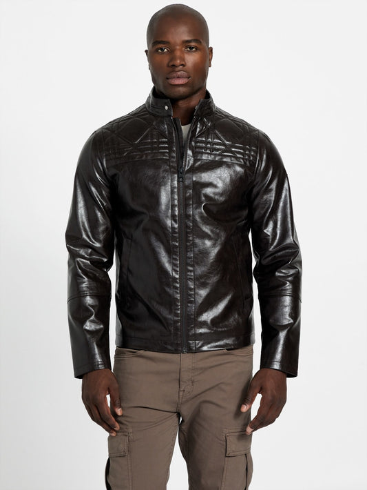 faux leather biker jacket - Guess