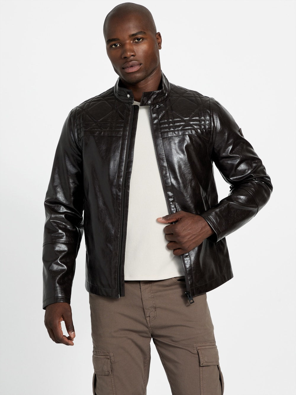 faux leather biker jacket - Guess