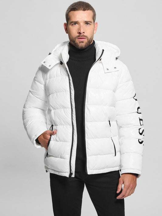 Shiny Hooded Puffer Jacket - Guess