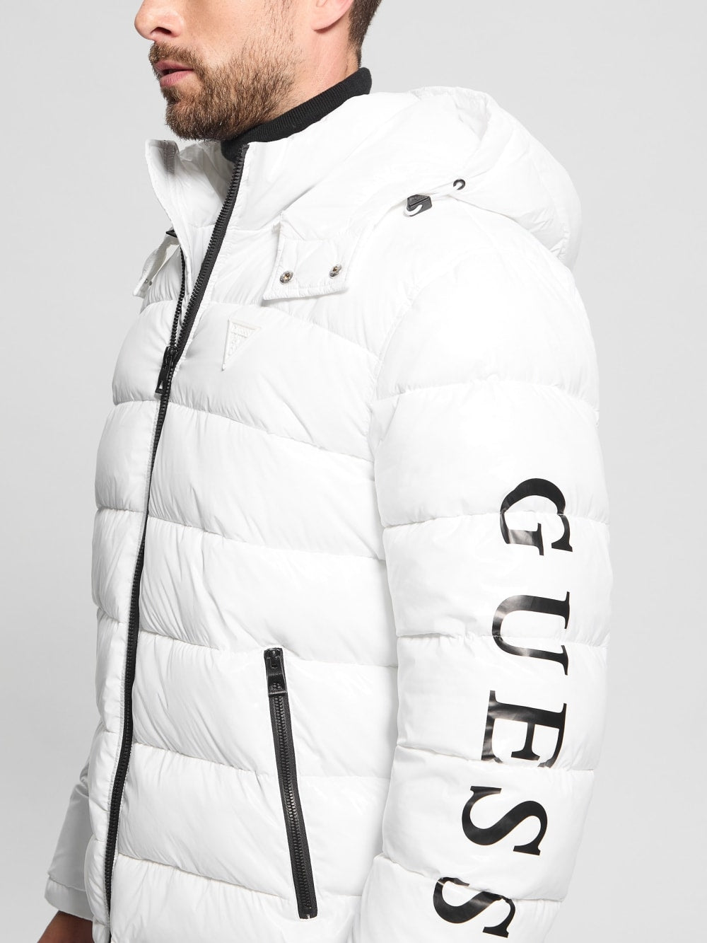 Shiny Hooded Puffer Jacket - Guess