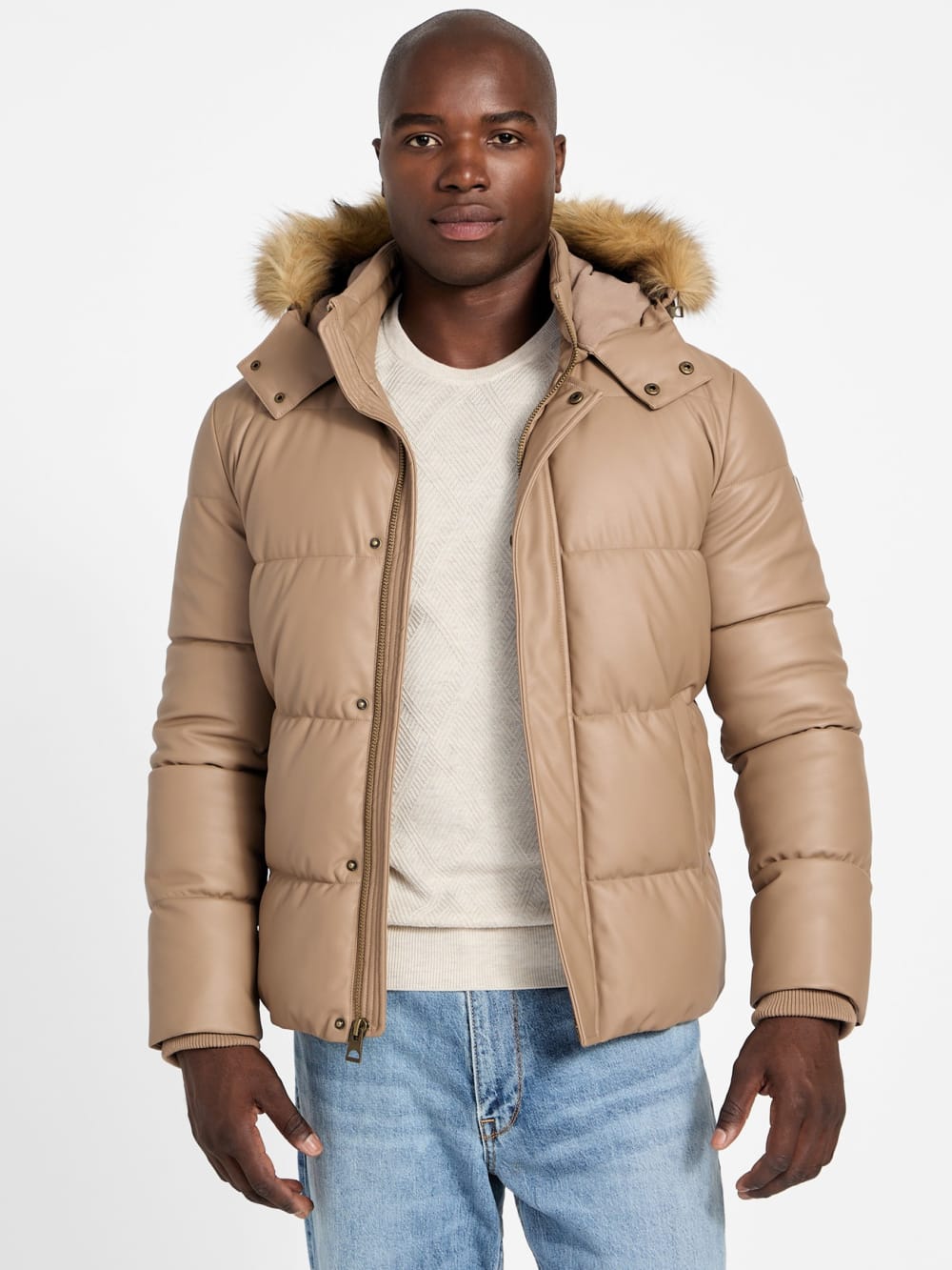 Eco Faux-Leather Puffer Jacket - Guess