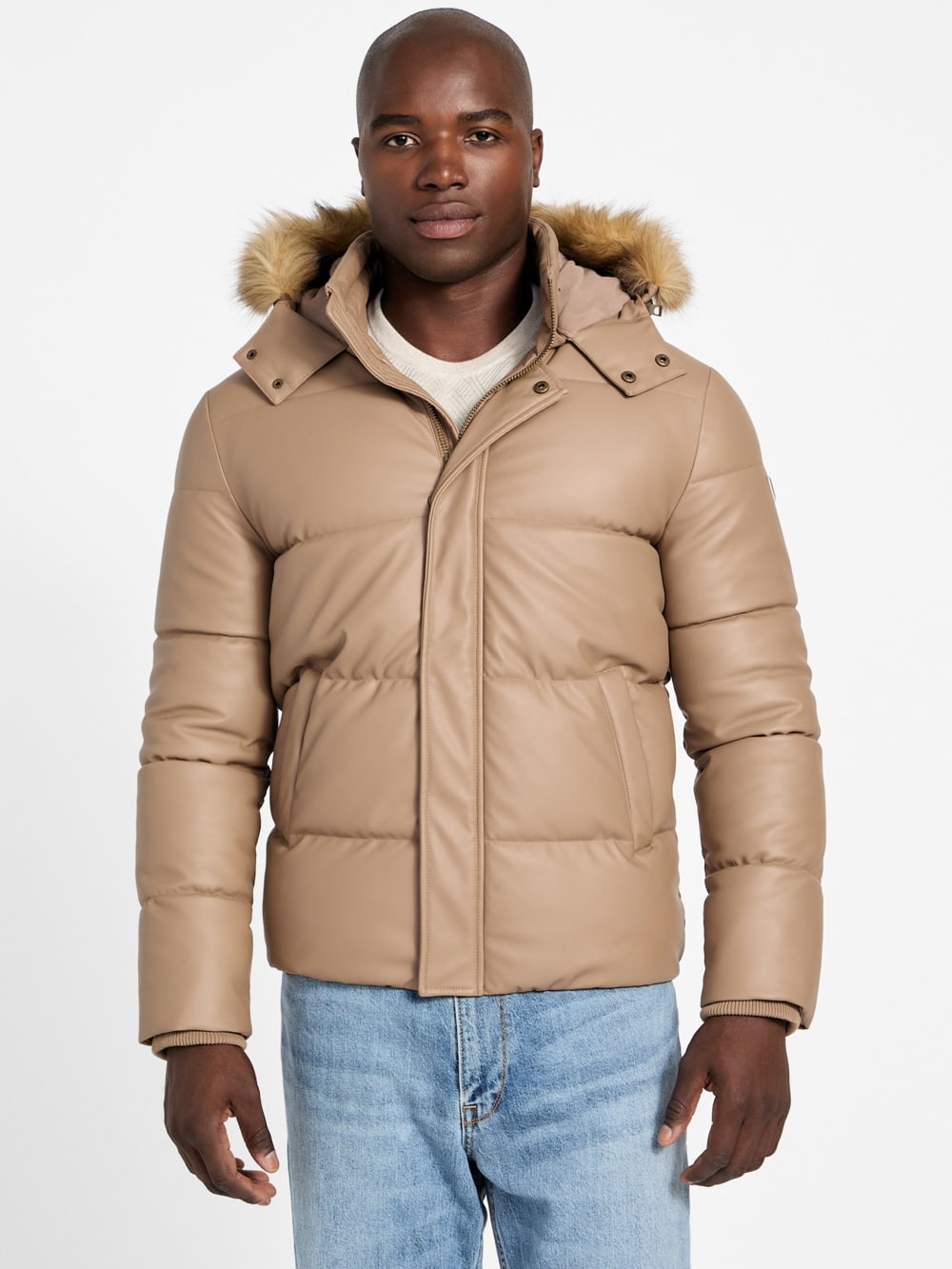 Eco Faux-Leather Puffer Jacket - Guess
