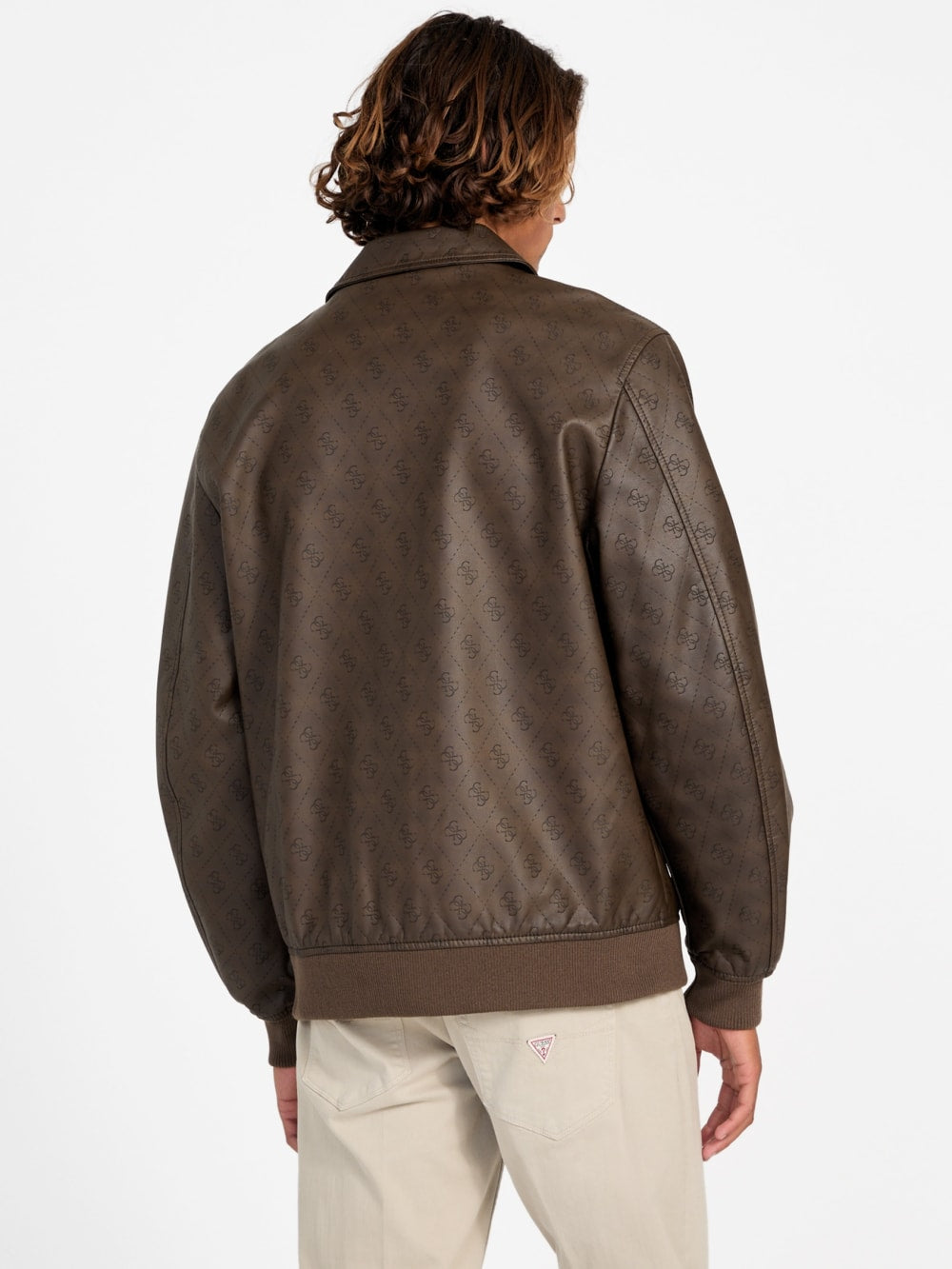 Monogram Faux-Leather Aviator Jacket - Guess